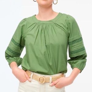 J Crew puff-sleeve pintuck top
